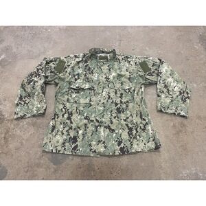 US Navy NWU Shirt Mens Large Green Digital Camo Long Sleeve Utility Uniform Top